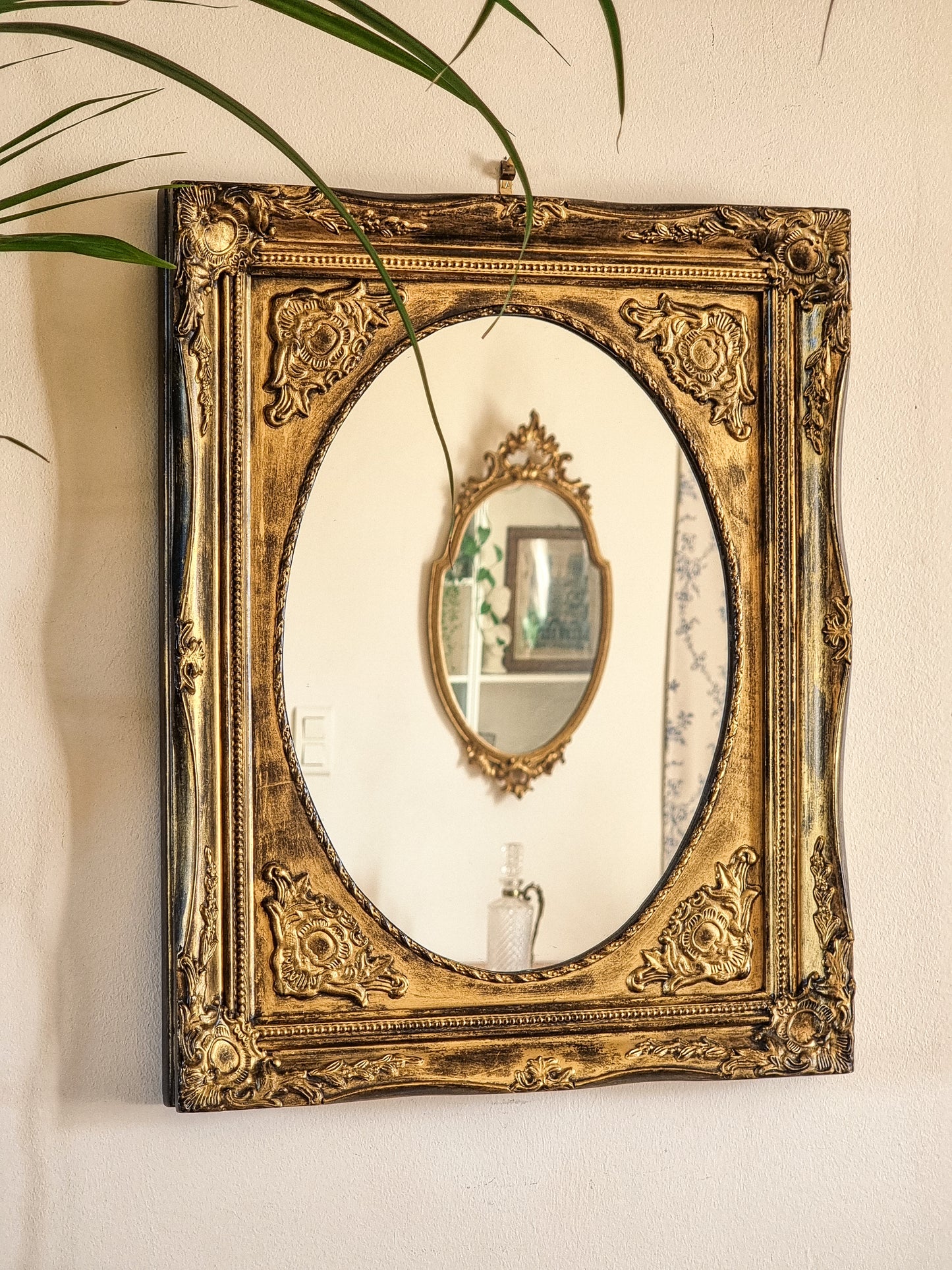 MIROIR NOIR ET DORÉ