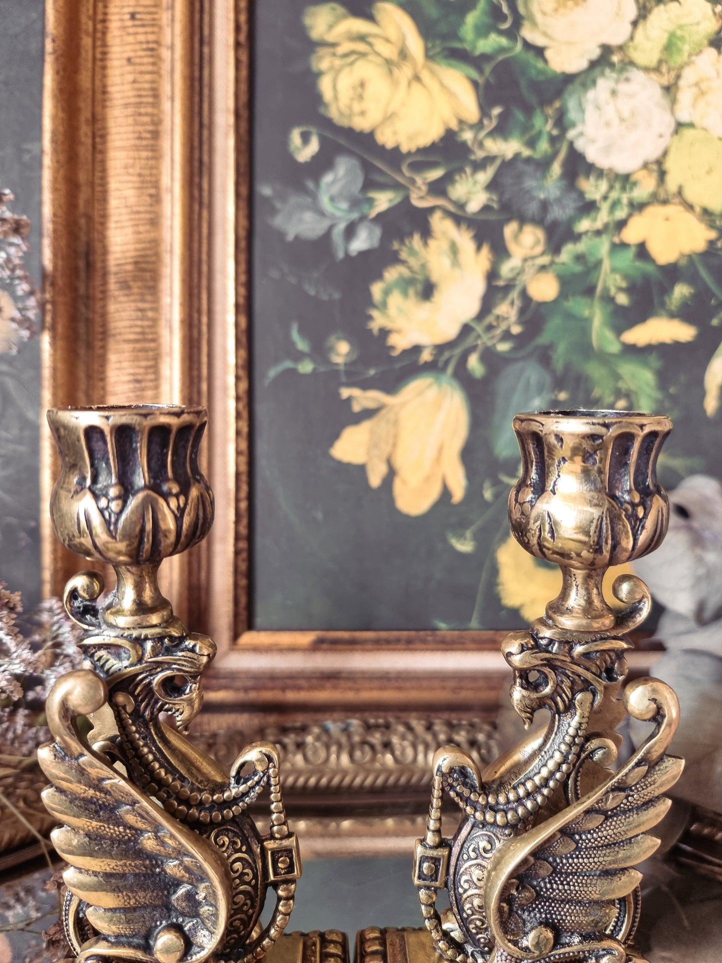 PAIRE DE BOUGEOIRS EN BRONZE