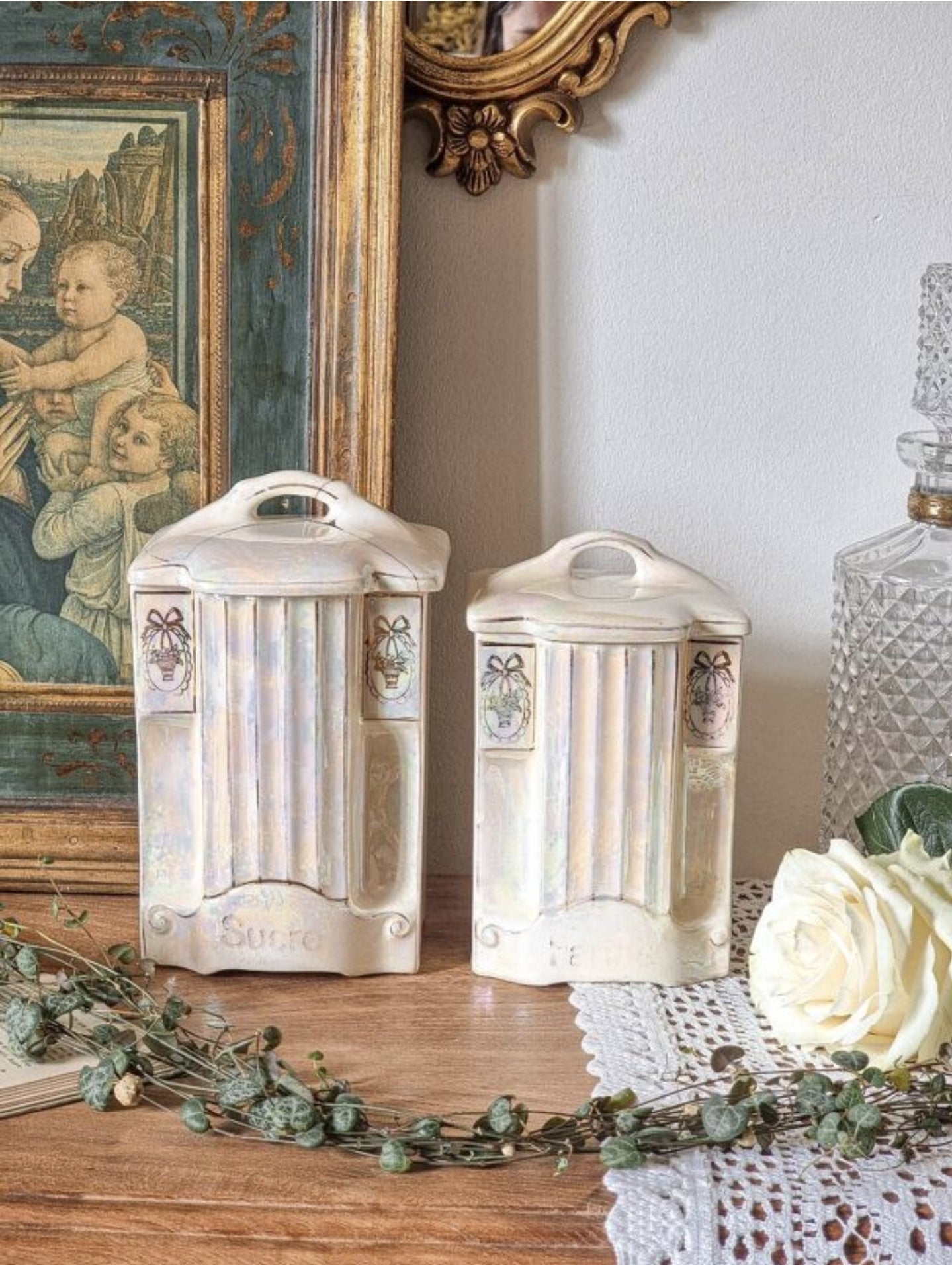 5 POTS À ÉPICES EN FAÏENCE IRISÉE
