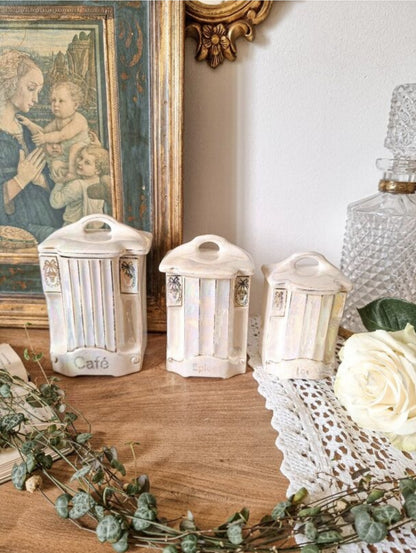5 POTS À ÉPICES EN FAÏENCE IRISÉE