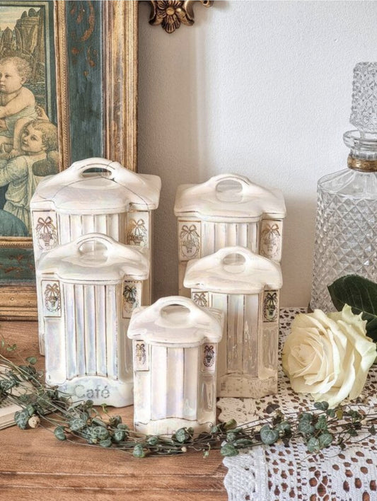 5 POTS À ÉPICES EN FAÏENCE IRISÉE
