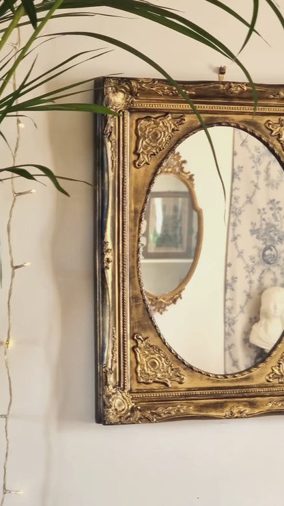 MIROIR NOIR ET DORÉ