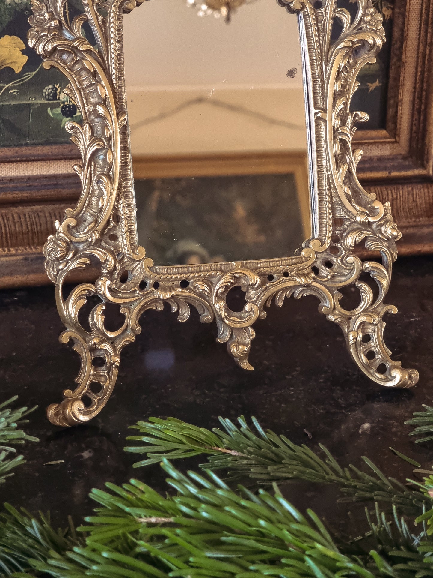 MIROIR DE TABLE, BRONZE