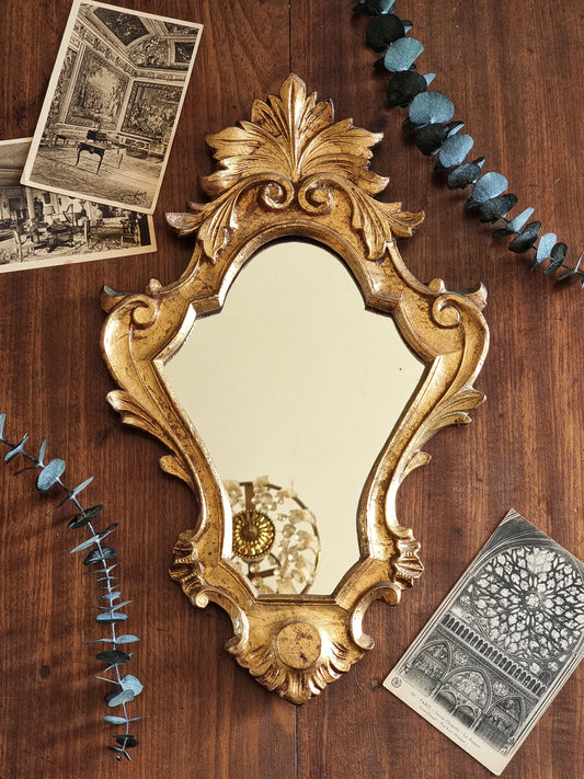 MIROIR ROCAILLE DORÉ