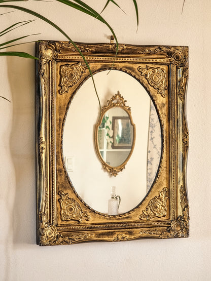 MIROIR NOIR ET DORÉ
