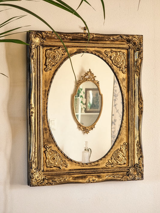 MIROIR NOIR ET DORÉ