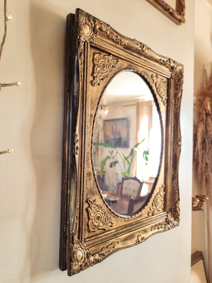 MIROIR NOIR ET DORÉ