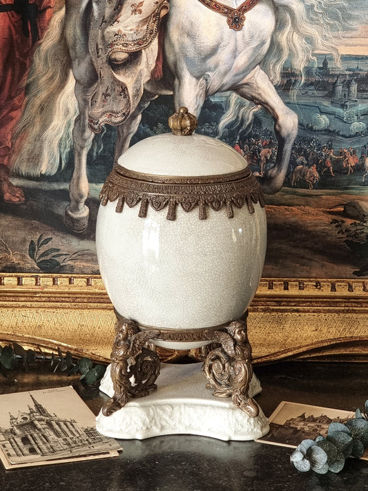 BOÎTE EN BRONZE & PORCELAINE CRAQUELÉE